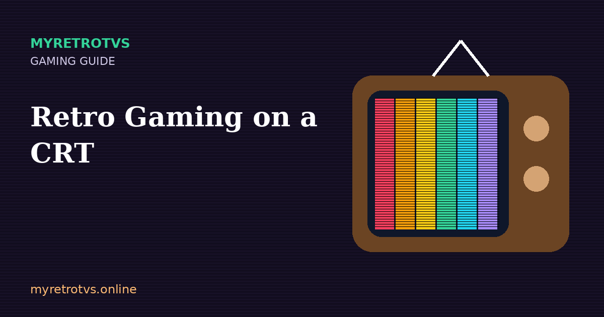 Retro game console screen glowing in bright arcade colors for a retro gaming on CRT guide
